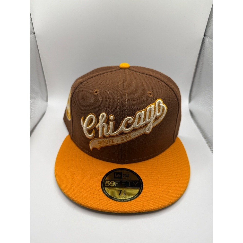 New Era 59FIFTY Chicago White Sox Fitted Brown/Yellow Hat‎ Size 7 1/8